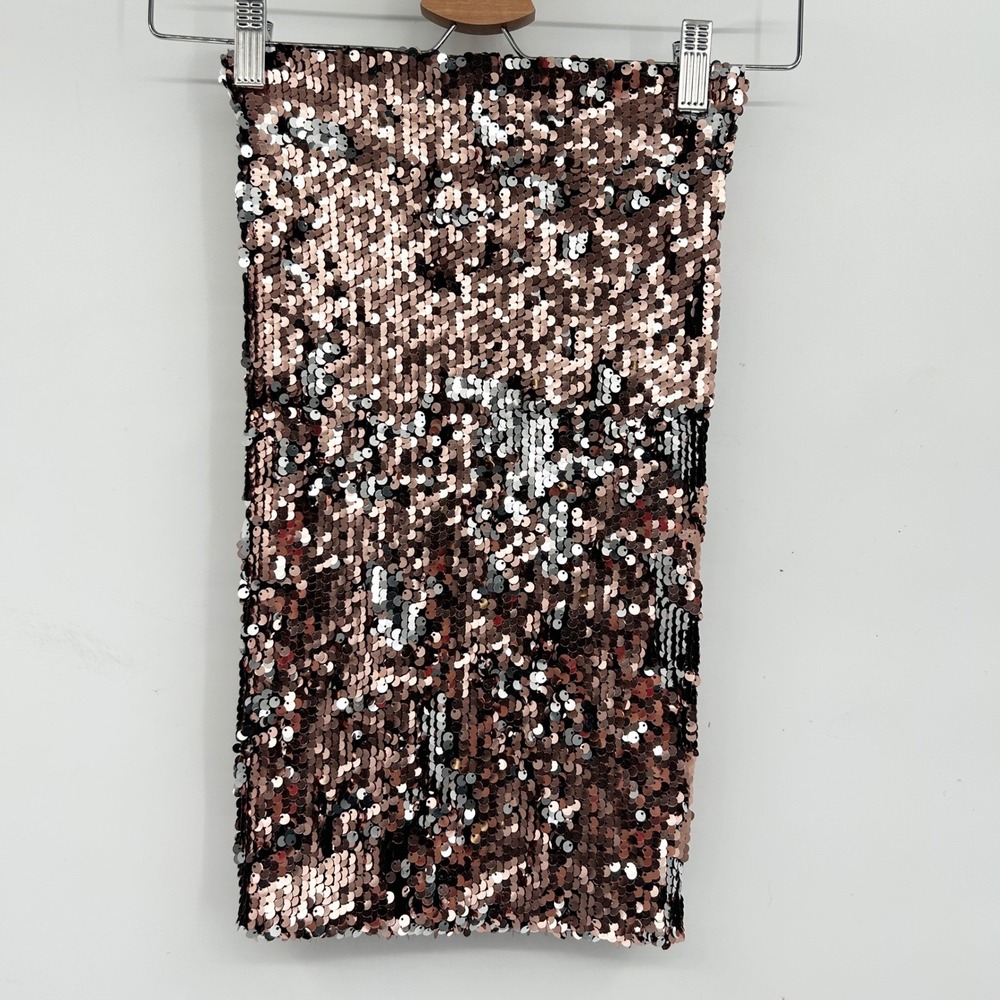 iHeartRaves Rose Gold Silver Sequin Micro Mini Dress Festival Rave Wear One Size